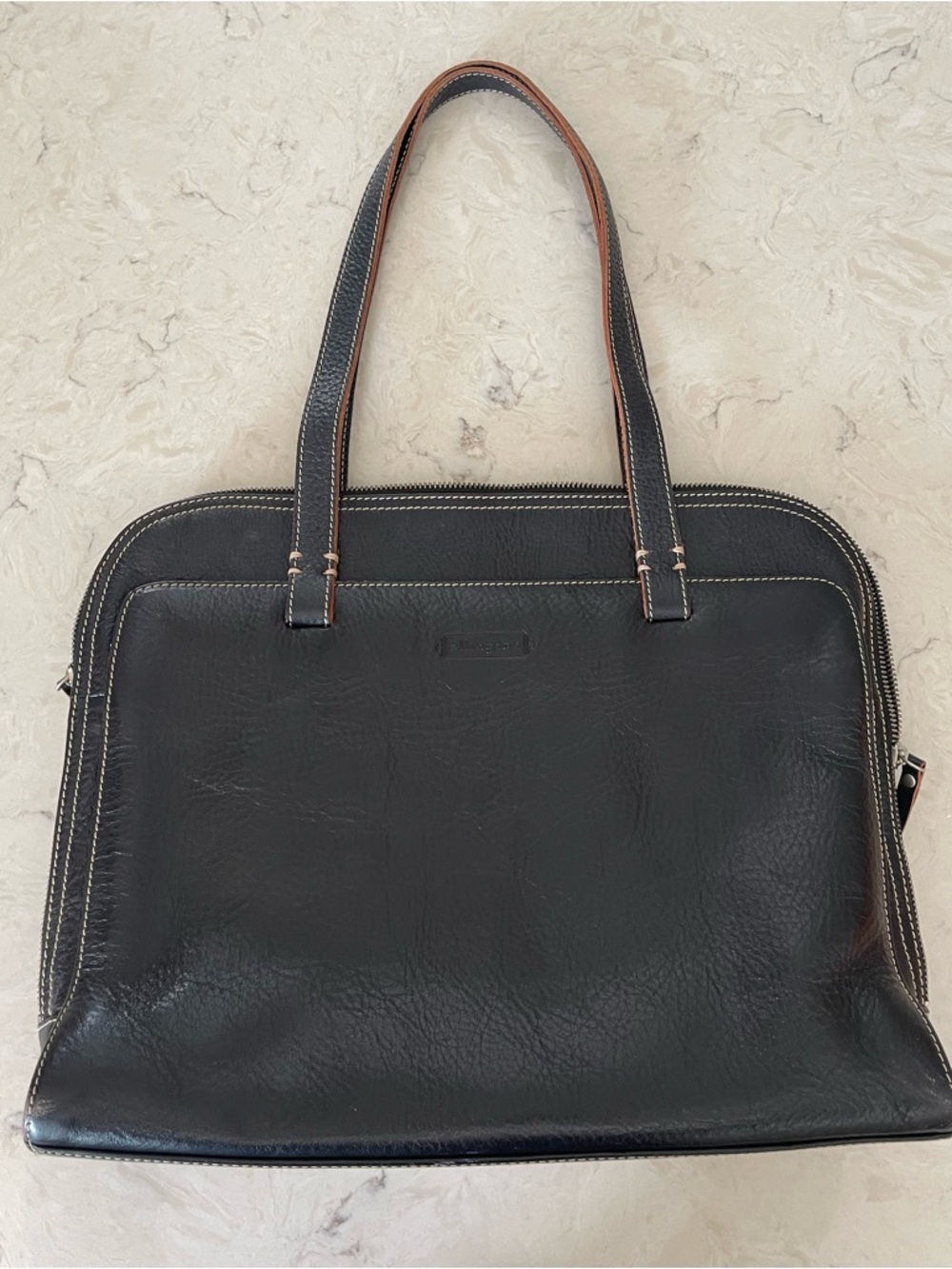 $350 Ellington Black Leather Work Tote - excellent condition, a rare find!
